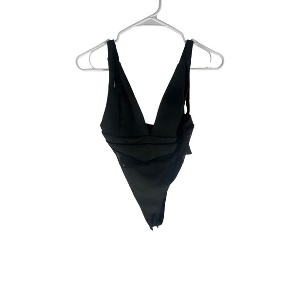 Nasty Gal Black Semi-Sheer One-Piece Swim Bathing Suit Women's Size US 0 - Picture 1 of 5